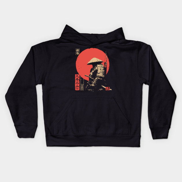 Hachiman The Samurai God of War Japanese Ukiyo-e Kids Hoodie by TuncGK