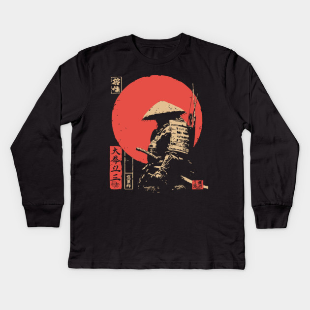 Hachiman The Samurai God of War Japanese Ukiyo-e Kids Long Sleeve T-Shirt by TuncGK