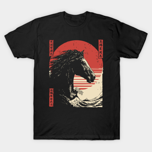 Mythical Horse God of the Sea Vintage Ukiyo-e T-Shirt by TuncGK