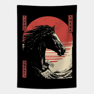 Mythical Horse God of the Sea Vintage Ukiyo-e Tapestry