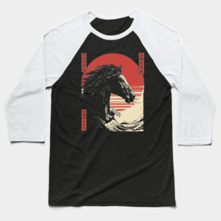 Mythical Horse God of the Sea Vintage Ukiyo-e Baseball T-Shirt