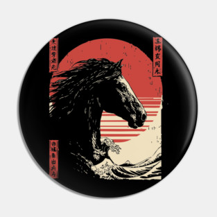 Mythical Horse God of the Sea Vintage Ukiyo-e Pin