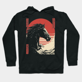 Mythical Horse God of the Sea Vintage Ukiyo-e Hoodie