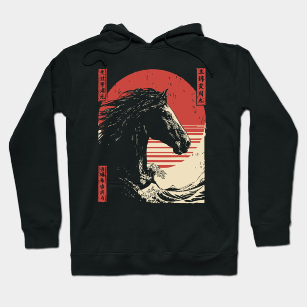 Mythical Horse God of the Sea Vintage Ukiyo-e Hoodie by TuncGK