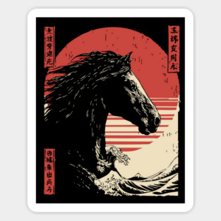 Mythical Horse God of the Sea Vintage Ukiyo-e Sticker