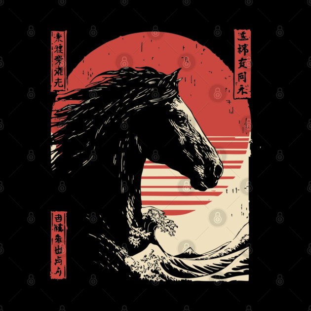 Mythical Horse God of the Sea Vintage Ukiyo-e by TuncGK