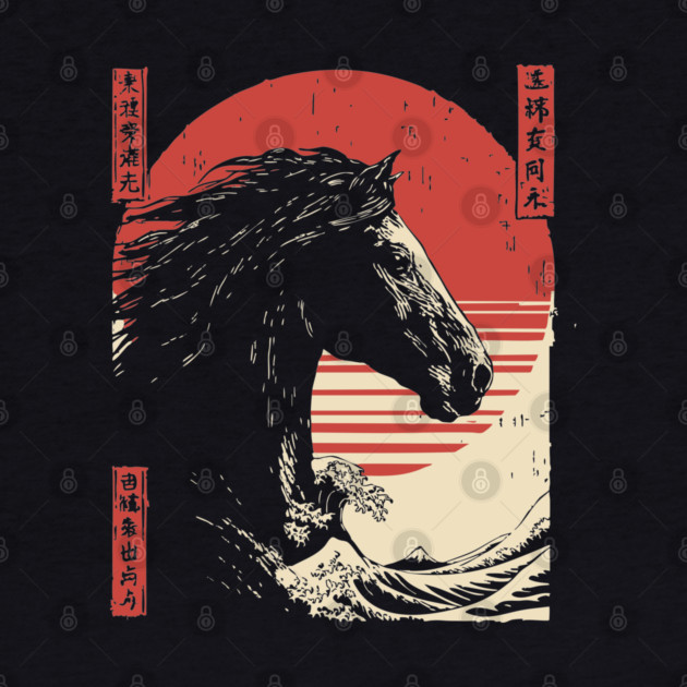 Mythical Horse God of the Sea Vintage Ukiyo-e by TuncGK