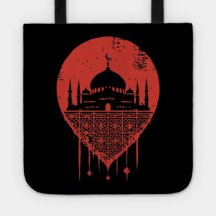 Serene Mosque Silhouette Vintage Islamic Art Style Tote