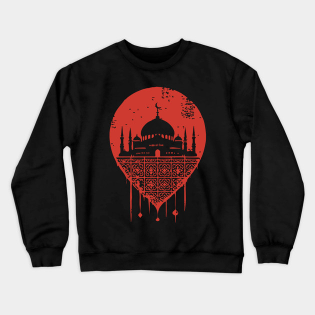 Serene Mosque Silhouette Vintage Islamic Art Style Crewneck Sweatshirt by TuncGK