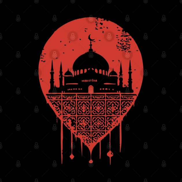 Serene Mosque Silhouette Vintage Islamic Art Style by TuncGK