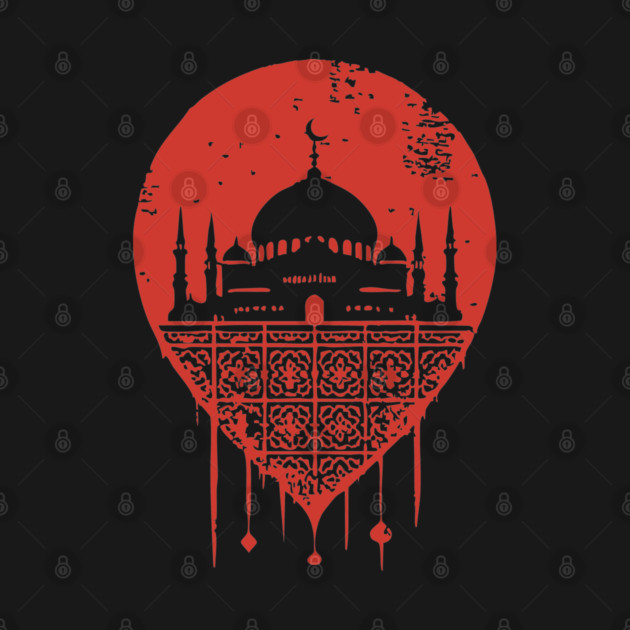 Serene Mosque Silhouette Vintage Islamic Art Style by TuncGK