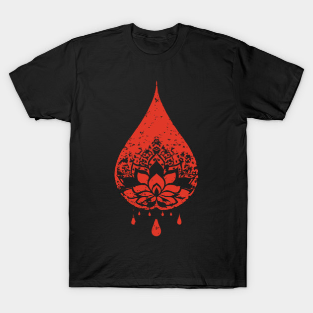 Spiritual Lotus Droplet Vintage Meditative Art T-Shirt by TuncGK
