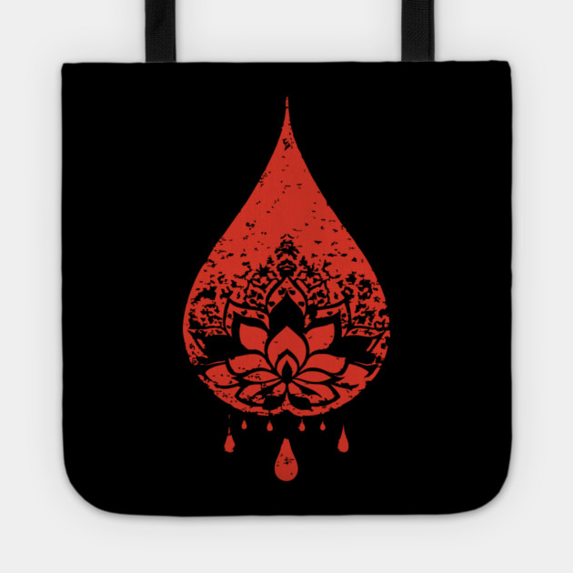 Spiritual Lotus Droplet Vintage Meditative Art Tote by TuncGK