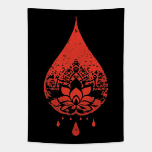 Spiritual Lotus Droplet Vintage Meditative Art Tapestry
