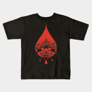 Spiritual Lotus Droplet Vintage Meditative Art Kids T-Shirt