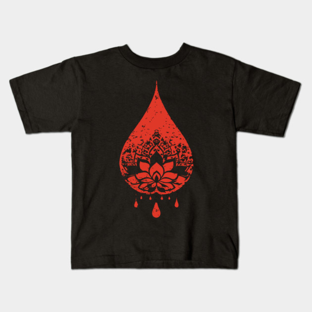 Spiritual Lotus Droplet Vintage Meditative Art Kids T-Shirt by TuncGK