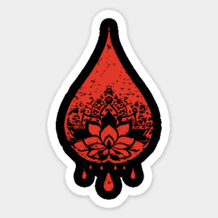 Spiritual Lotus Droplet Vintage Meditative Art Sticker