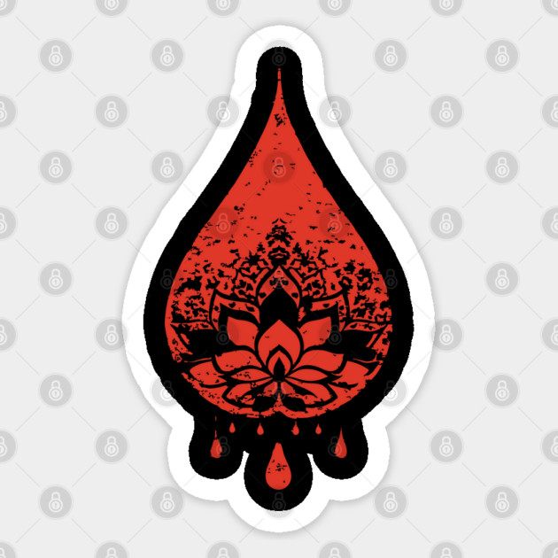 Spiritual Lotus Droplet Vintage Meditative Art Sticker by TuncGK