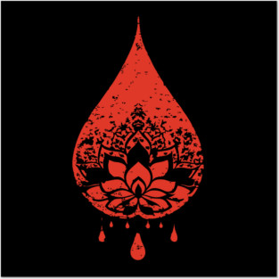 Spiritual Lotus Droplet Vintage Meditative Art Posters and Art