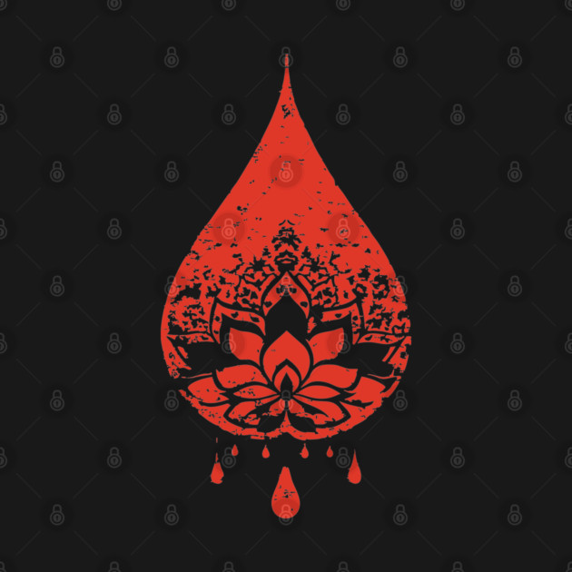 Spiritual Lotus Droplet Vintage Meditative Art by TuncGK