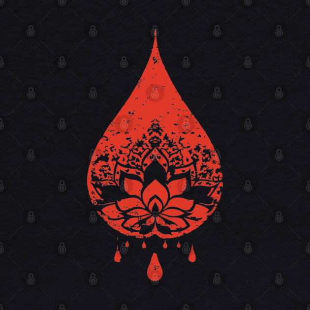 Spiritual Lotus Droplet Vintage Meditative Art by TuncGK