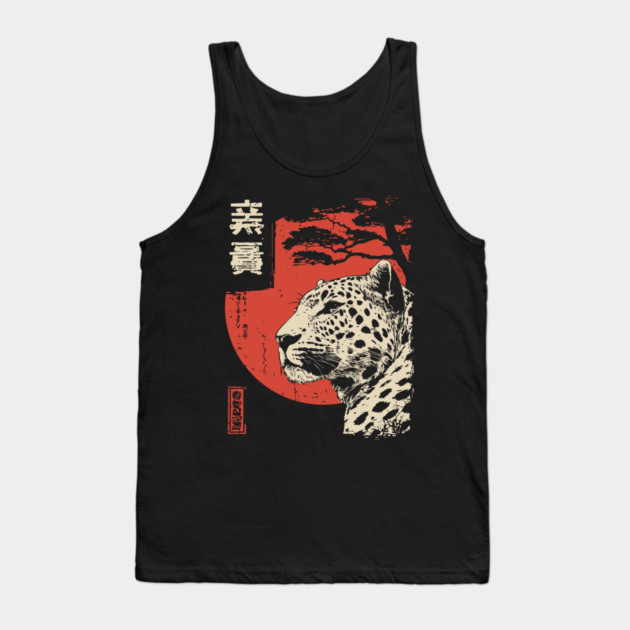 Intense Jaguar Portrait Vintage Japanese Art Style Tank Top by TuncGK
