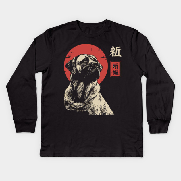 Noble Kangal Dog Guardian Vintage Japanese Art Kids Long Sleeve T-Shirt by TuncGK