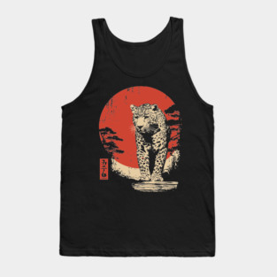 Stalking Jaguar Vintage Ukiyo-e Wildlife Art Tank Top