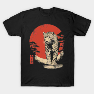 Stalking Jaguar Vintage Ukiyo-e Wildlife Art T-Shirt
