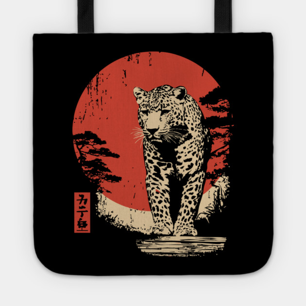 Stalking Jaguar Vintage Ukiyo-e Wildlife Art Tote by TuncGK