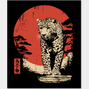 Stalking Jaguar Vintage Ukiyo-e Wildlife Art Posters and Art