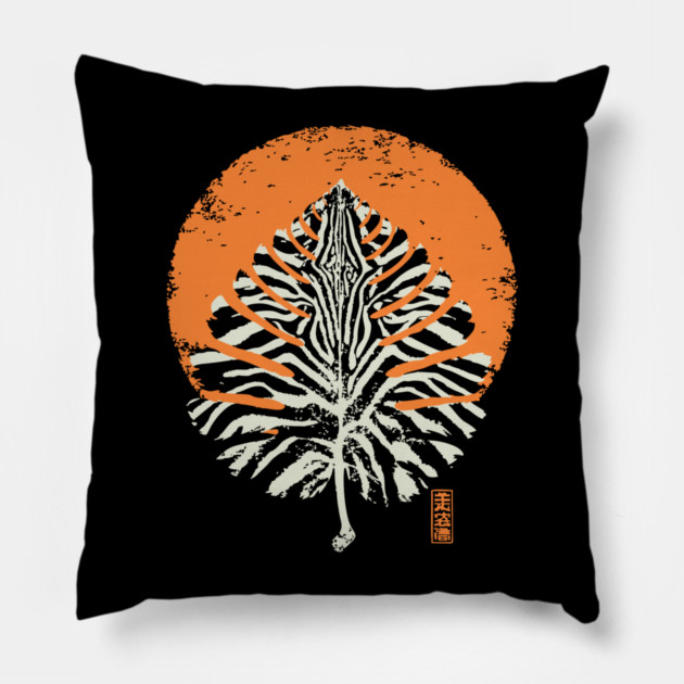 Autumn Leaf Detail Vintage Japanese Nature Art Pillow by TuncGK
