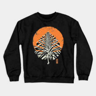 Autumn Leaf Detail Vintage Japanese Nature Art Crewneck Sweatshirt