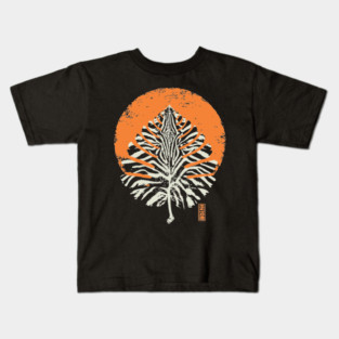 Autumn Leaf Detail Vintage Japanese Nature Art Kids T-Shirt