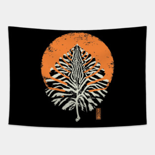 Autumn Leaf Detail Vintage Japanese Nature Art Tapestry