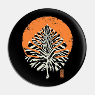 Autumn Leaf Detail Vintage Japanese Nature Art Pin