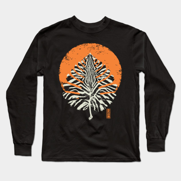 Autumn Leaf Detail Vintage Japanese Nature Art Long Sleeve T-Shirt by TuncGK