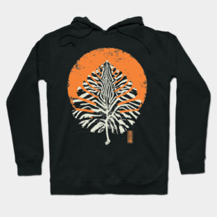 Autumn Leaf Detail Vintage Japanese Nature Art Hoodie