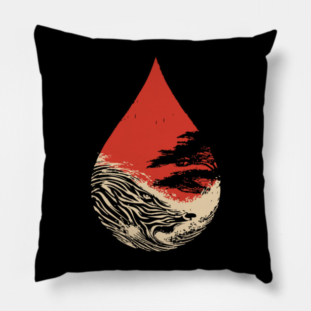 A World in a Drop Surreal Vintage Art Pillow by TuncGK