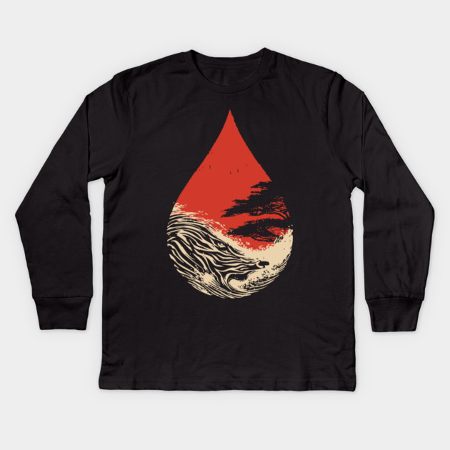 A World in a Drop Surreal Vintage Art Kids Long Sleeve T-Shirt by TuncGK