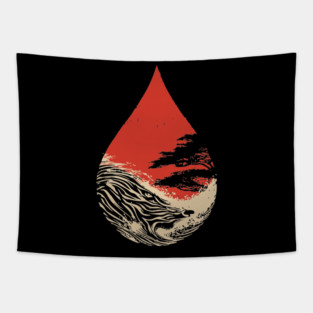 A World in a Drop Surreal Vintage Art Tapestry