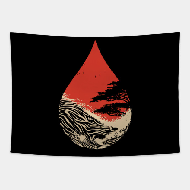 A World in a Drop Surreal Vintage Art Tapestry by TuncGK