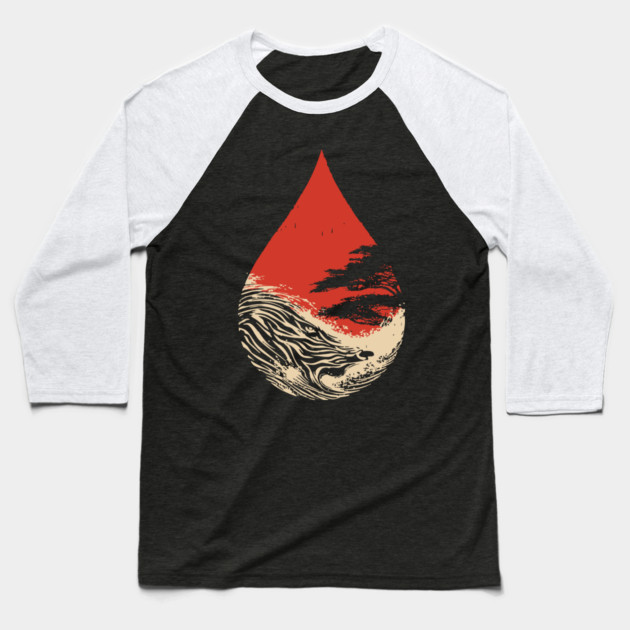 A World in a Drop Surreal Vintage Art Baseball T-Shirt by TuncGK