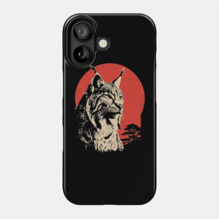 Wild Lynx Portrait Vintage Japanese Style Art Phone Case