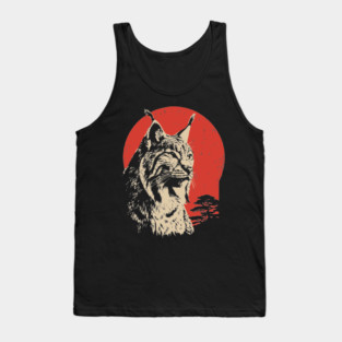 Wild Lynx Portrait Vintage Japanese Style Art Tank Top