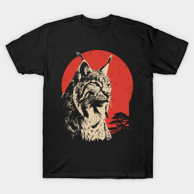 Wild Lynx Portrait Vintage Japanese Style Art T-Shirt by TuncGK