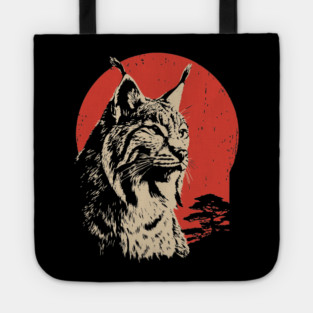 Wild Lynx Portrait Vintage Japanese Style Art Tote