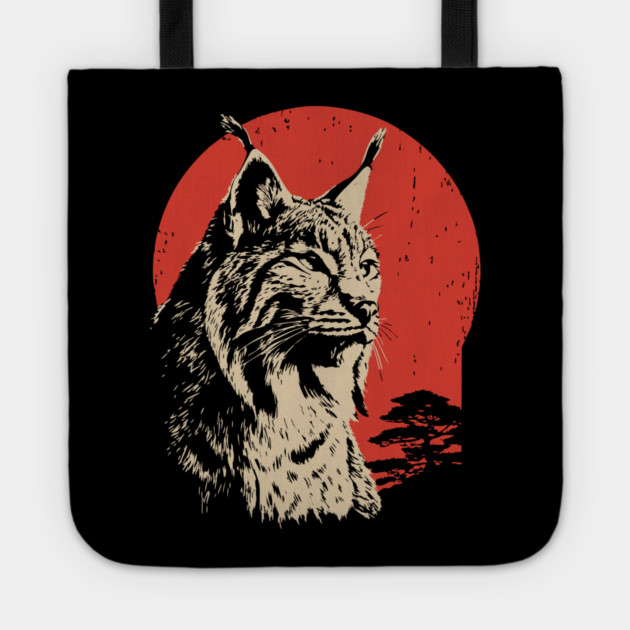 Wild Lynx Portrait Vintage Japanese Style Art Tote by TuncGK