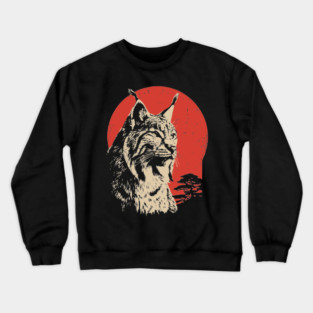 Wild Lynx Portrait Vintage Japanese Style Art Crewneck Sweatshirt