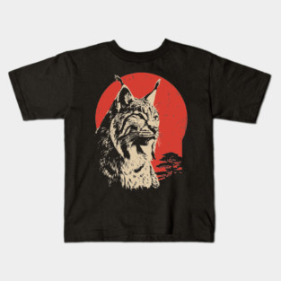 Wild Lynx Portrait Vintage Japanese Style Art Kids T-Shirt